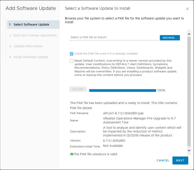 vrops upgrade assessment tool install