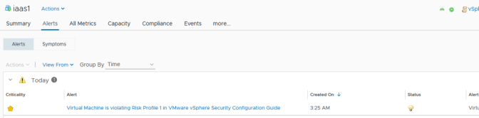 vrops active security hardening alert
