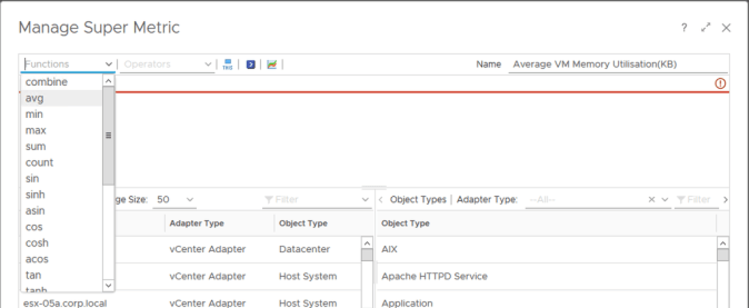 vrops super metric creation