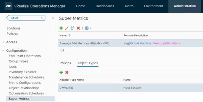 vrops associate super metric object