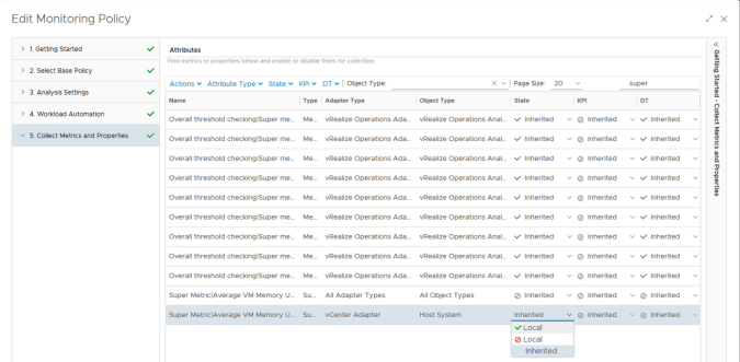 vrops super metric policy