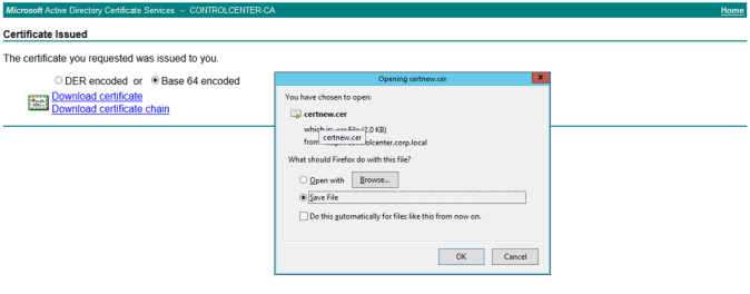 log insight download certificate chain