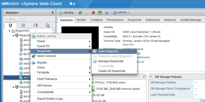 log insight upgrade snapshot