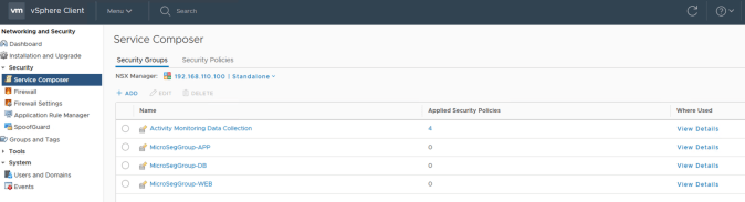 nsx app tier security groups