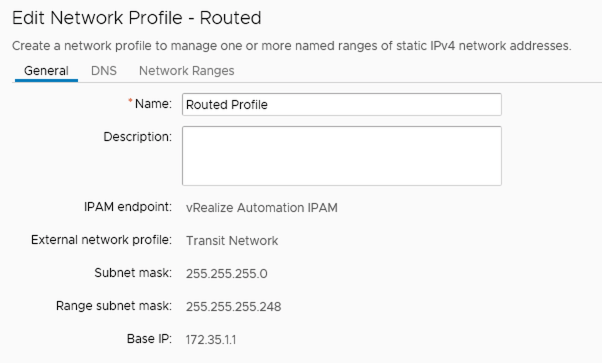 vra routed network profile