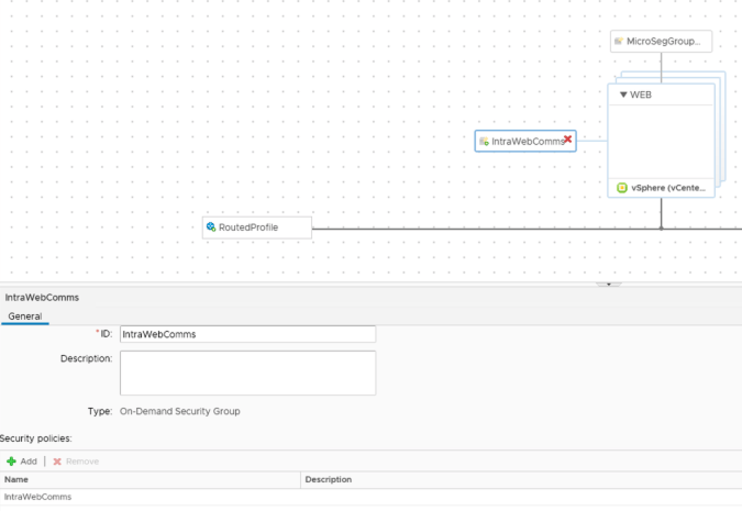 vRA on-demand security group