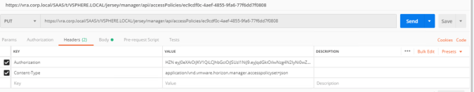 vRA REST update access policy