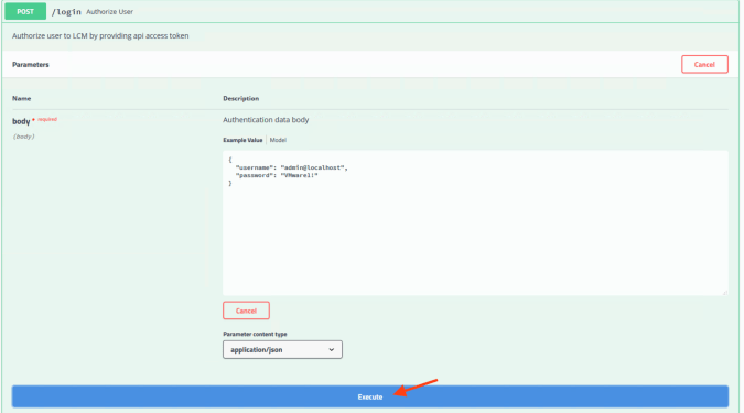 vRSLCM API authorization token request