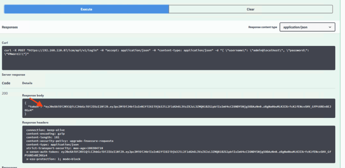 vRSLCM API authorization token response