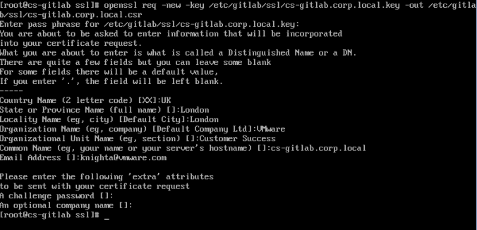 Create CSR for Gitlab